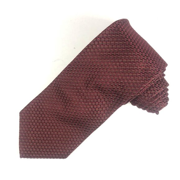 Vintage JOSEPH ABBOUD made in ITALY 100% Silk Tie Necktie Burgandy Geometric - Picture 1 of 5